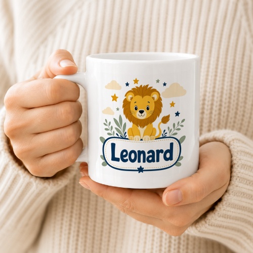 Tasse »Löwenmotiv mit Name Leonard«
