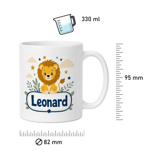 Tasse »Löwenmotiv mit Name Leonard«