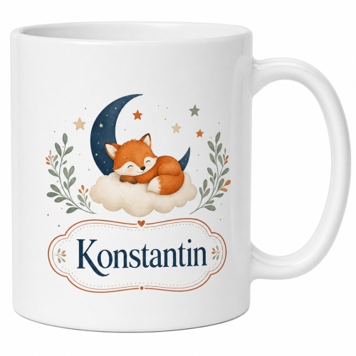 Tasse »Schlafender Fuchs & Name Konstantin«