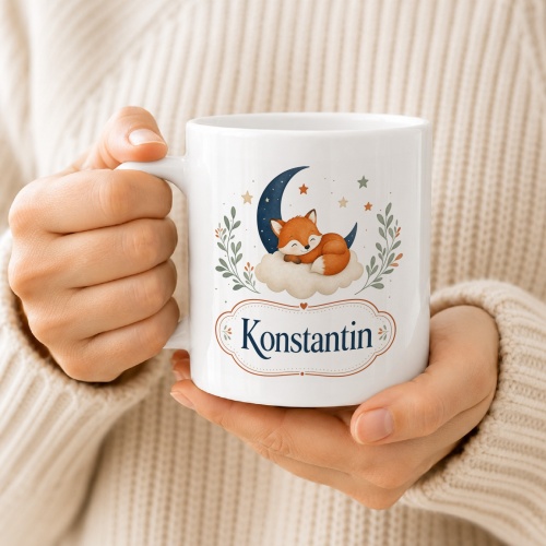 Tasse »Schlafender Fuchs & Name Konstantin«