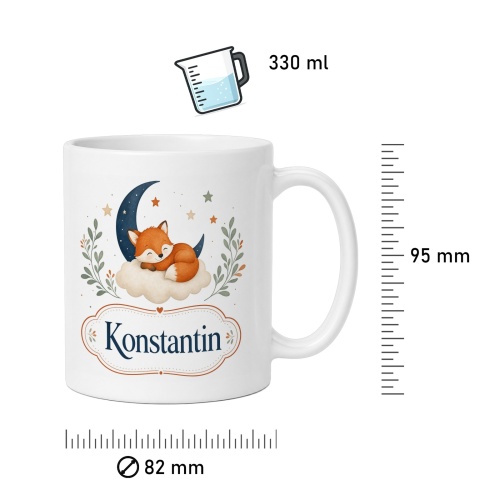 Tasse »Schlafender Fuchs & Name Konstantin«