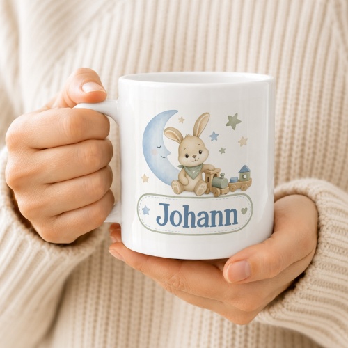 Tasse »Hase, Mond & Name Johann«