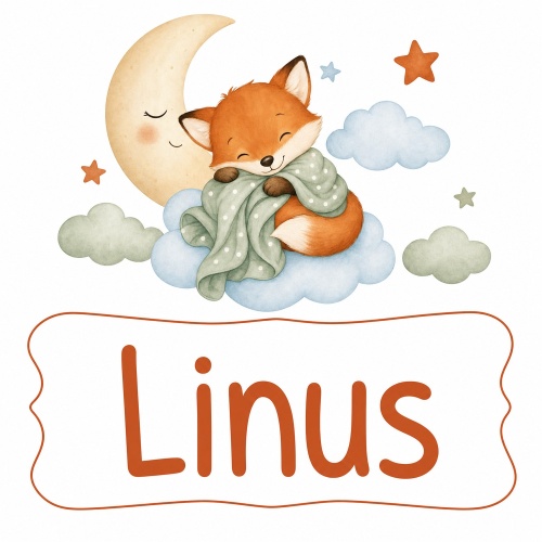 Tasse »Fuchs auf Wolke – Name Linus«