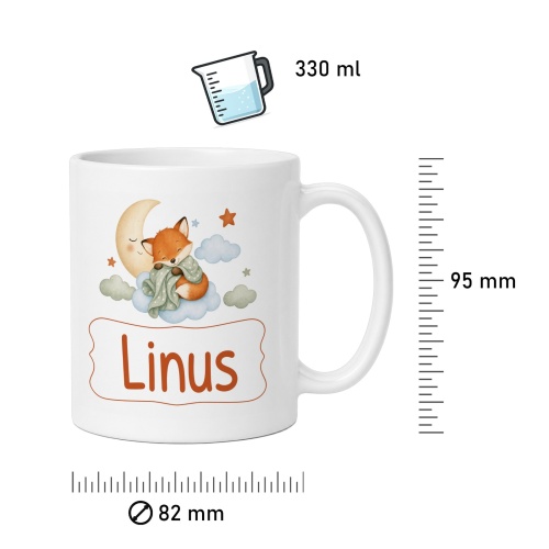Tasse »Fuchs auf Wolke – Name Linus«