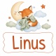 Tasse »Fuchs auf Wolke – Name Linus«