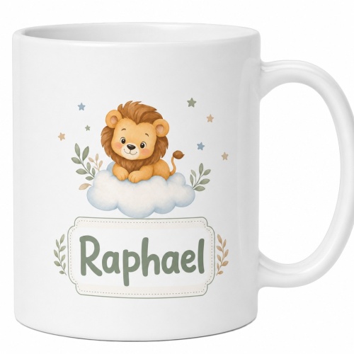 Tasse »Löwe auf Wolke mit Name Raphael«