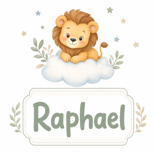Tasse »Löwe auf Wolke mit Name Raphael«