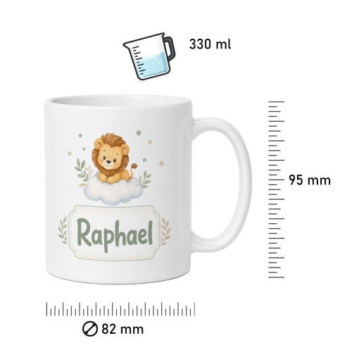 Tasse »Löwe auf Wolke mit Name Raphael«