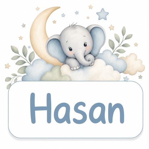 Tasse »Elefant & Mond mit Name Hasan«