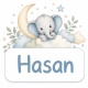 Tasse »Elefant & Mond mit Name Hasan«