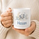 Tasse »Elefant & Mond mit Name Hasan«