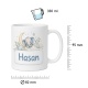 Tasse »Elefant & Mond mit Name Hasan«