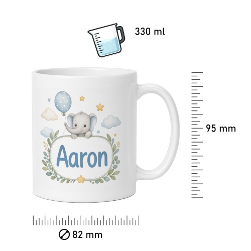 Tasse »Elefant mit Name Aaron«