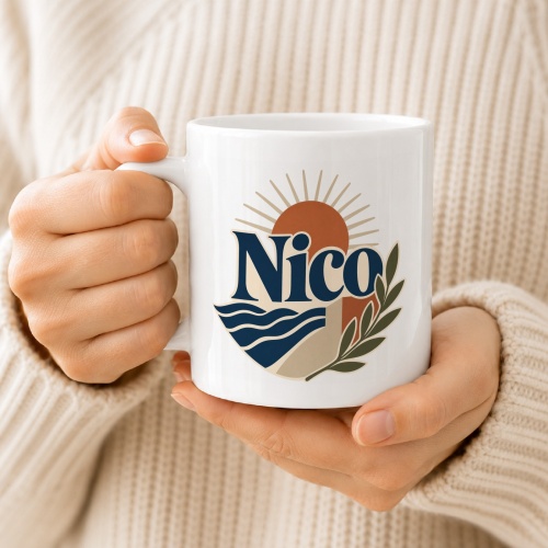 Tasse »Nico« – Sonnenaufgang & Blätter