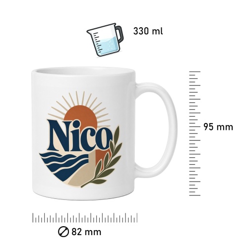 Tasse »Nico« – Sonnenaufgang & Blätter