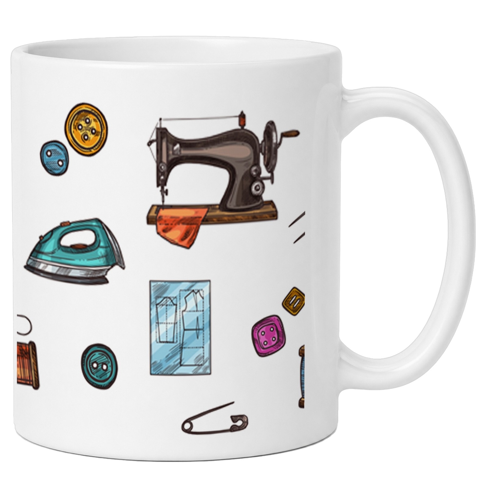 Tasse »Nähmaschine & Nähzubehör« – Geschenk für Nähliebhaber
