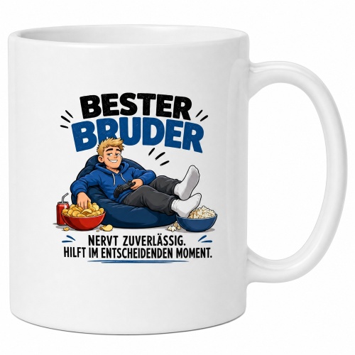 Tasse »Bester Bruder – Nervt. Hilft....