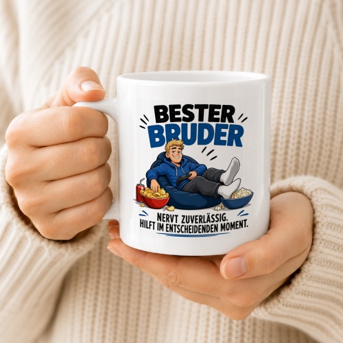 Tasse »Bester Bruder – Nervt. Hilft. Zuverlässig.«
