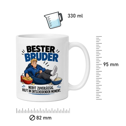 Tasse »Bester Bruder – Nervt. Hilft. Zuverlässig.«