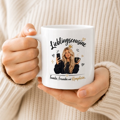 Tasse »Lieblingscousine – Familie, Freundin, Komplizin«