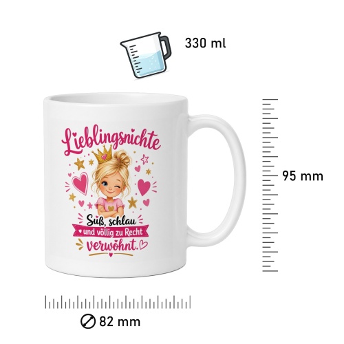 Tasse »Lieblingsnichte – Süß, schlau & verwöhnt«