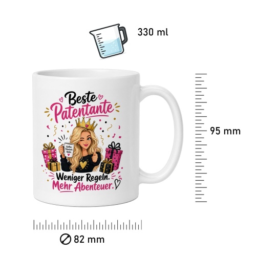 Tasse »Beste Patentante – Weniger Regeln. Mehr Abenteuer.«