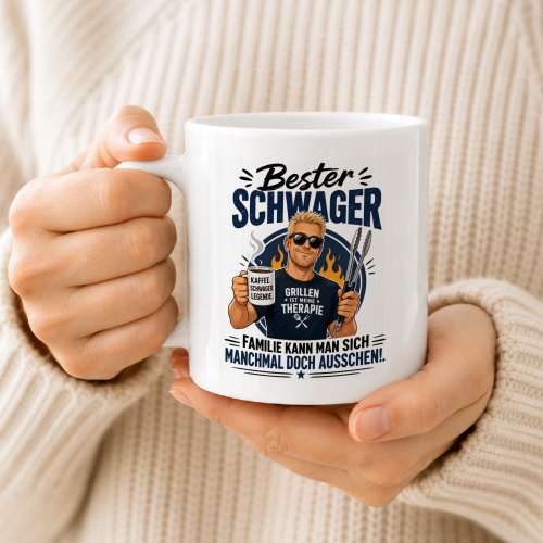Tasse »Bester Schwager – Grillen ist meine Therapie«