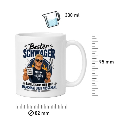 Tasse »Bester Schwager – Grillen ist meine Therapie«