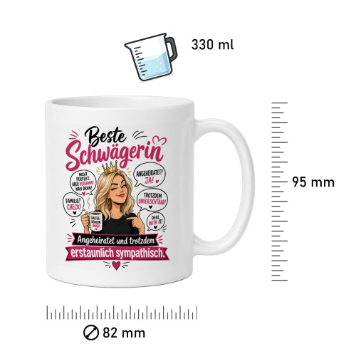 Tasse »Beste Schwägerin – erstaunlich sympathisch«