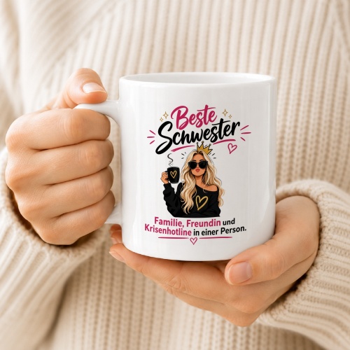 Tasse »Beste Schwester – Familie, Freundin, Krisenhotline«