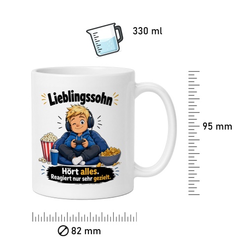 Tasse »Lieblingssohn – Hört alles. Reagiert nur gezielt.«