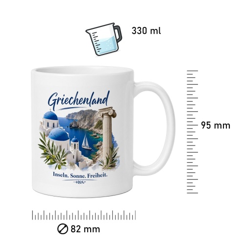 Tasse »Griechenland – Inseln. Sonne. Freiheit.«