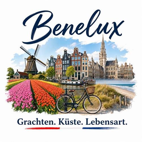 Tasse »Benelux – Grachten. Küste....