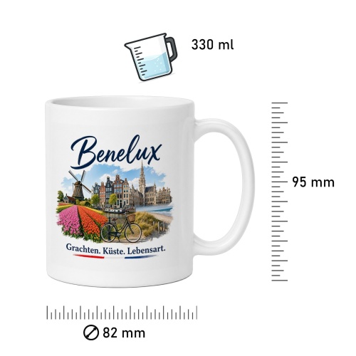 Tasse »Benelux – Grachten. Küste. Lebensart.«