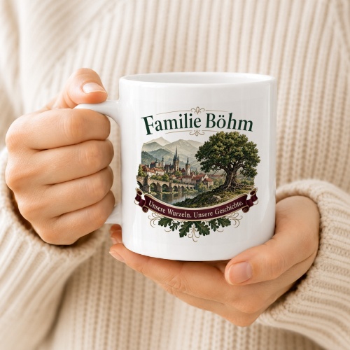 Tasse »Familie Böhm – Unsere Wurzeln. Unsere Geschichte.«