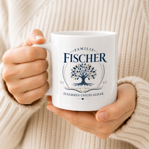 Tasse »Familie Fischer – Zusammen unschlagbar«
