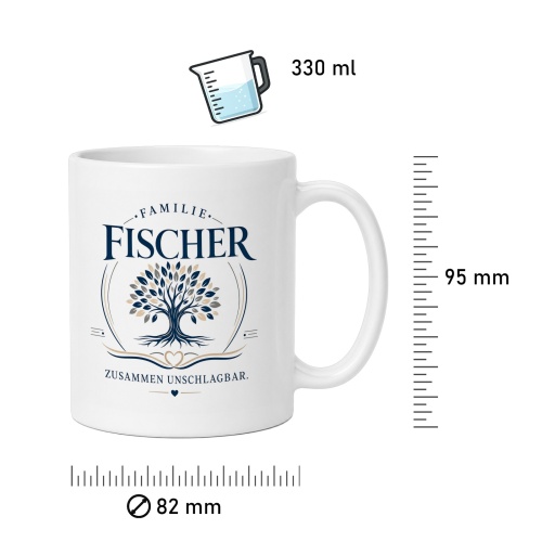 Tasse »Familie Fischer – Zusammen unschlagbar«
