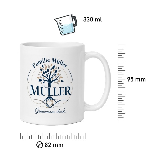 Tasse »Familie Müller – Gemeinsam stark.«