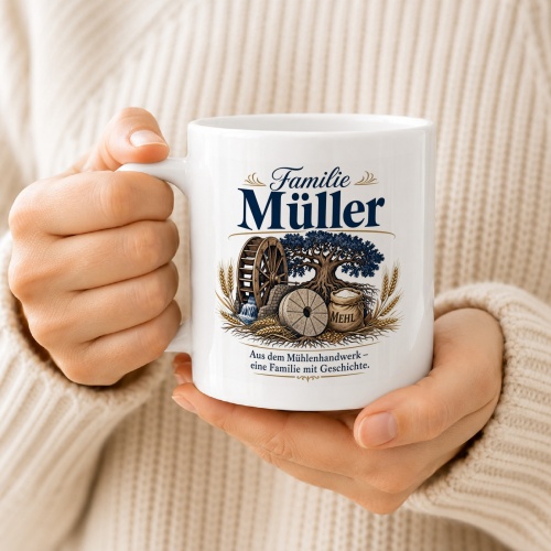 Tasse »Familie Müller – Mühlenhandwerk«