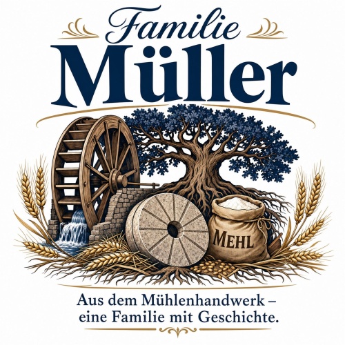 Tasse »Familie Müller – Mühlenhandwerk«