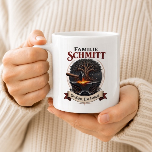 Tasse »Familie Schmitt – Ein Name. Eine Familie.«