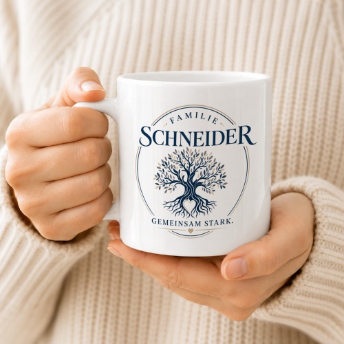 Tasse »Familie Schneider – Gemeinsam stark«