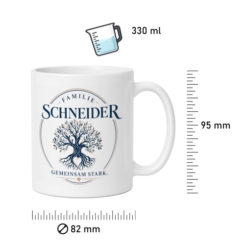 Tasse »Familie Schneider – Gemeinsam stark«