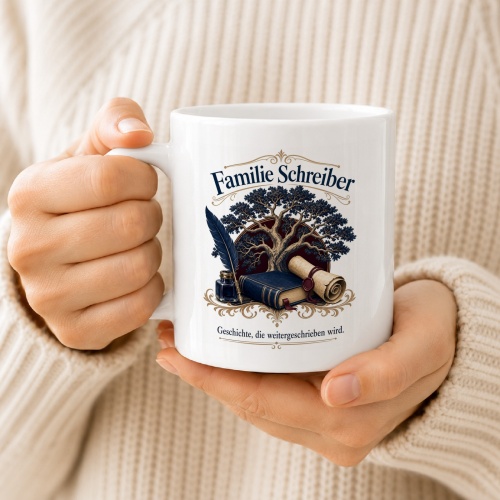 Tasse »Familie Schreiber – Geschichte, die weitergeschrieben wird«