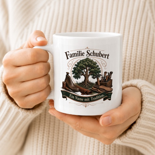 Tasse »Familie Schubert – Ein Name mit Tradition.«