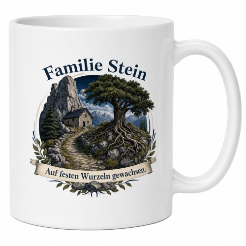 Tasse »Familie Stein – Auf festen Wurzeln...