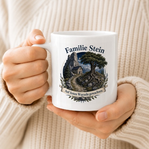Tasse »Familie Stein – Auf festen Wurzeln gewachsen«