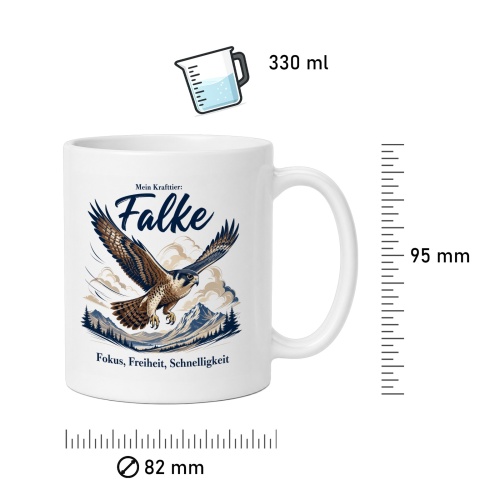 Tasse »Mein Krafttier: Falke – Fokus, Freiheit, Schnelligkeit«