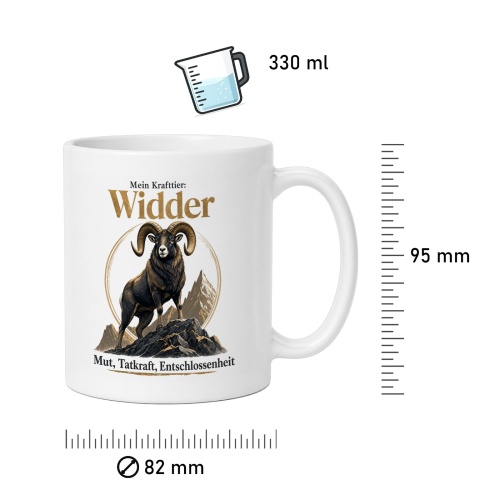 Tasse »Mein Krafttier: Widder – Mut, Tatkraft, Entschlossenheit«