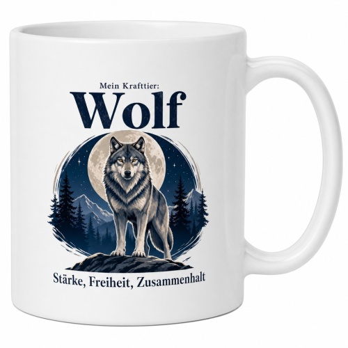 Tasse »Mein Krafttier: Wolf – Stärke,...